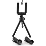 STK 4in1 Kameraset Handy Stativ in schwarz HD Linsen &amp, Stativ