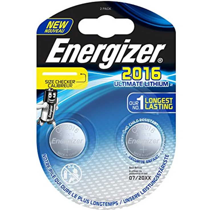 Energizer E301319500 Spezialbatterie - Lithium CR-Typ 2016 2 Stück Chrom