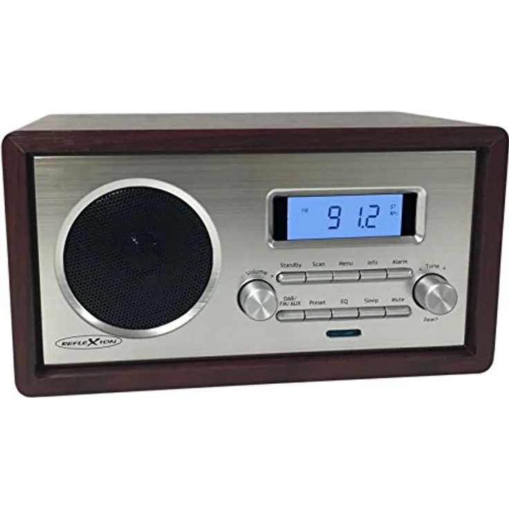 Reflexion HRA1250 Retro-Radio mit UKW Tuner, LCD-Display und Weckfunktion (Teleskop-Antenne, AUX, Kopfhörer-Anschluss), braun - silber