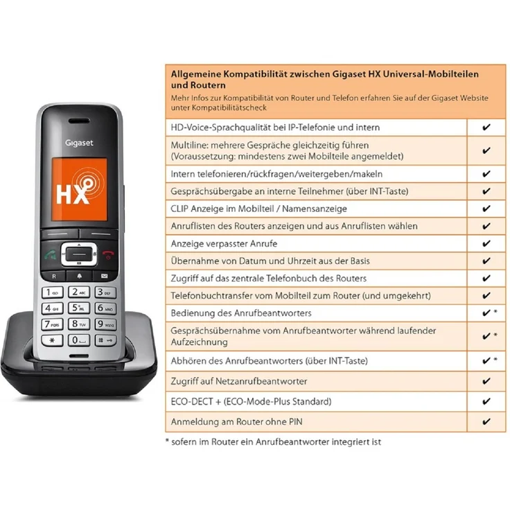 Gigaset S850HX Schnurloses DECT-Telefon zum Anschluss an vorhandene DECT-Basis, Mobilteil mit Ladeschale, Headsetanschluss, Freisprechfunktion, platin-schwarz – Bild 9