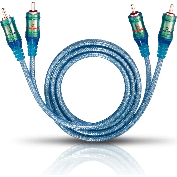 Oehlbach Ice Blue - Stereo Audio Cinch-Kabel Set - 2x Cinch/2x Cinch | 2-fach Schirmung, OFC Kupfer - blau/transparent 2m