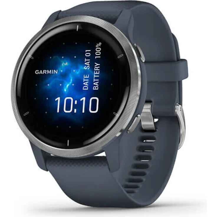 Garmin Venu 2 Smartwatch GPS, Unisex, Einheitsgröße, Edelstahl+Kunststoffgehäuse, Silikonarmband, Silber/Granitblau (010-02430-10) – Bild 2