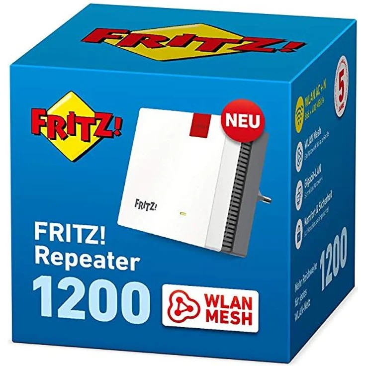 AVM FRITZ!WLAN Mesh Repeater 1200 (Zwei Funkeinheiten: 5 GHz (bis zu 866 MBit-s), 2,4 GHz (bis zu 400 MBit-s), 1x Gigabit-LAN, deutschsprachige Version) – Bild 3