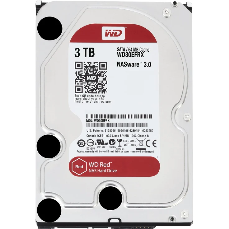 WD Red Plus NAS Hard Drive WD30EFRX - Festplatte - 3 TB - intern - 3.5 Zoll (8.9 cm) - SATA 6Gb/s - Puffer: 64 MB - für My Cloud EX2, EX4 (WD30EFRX) – Bild 1