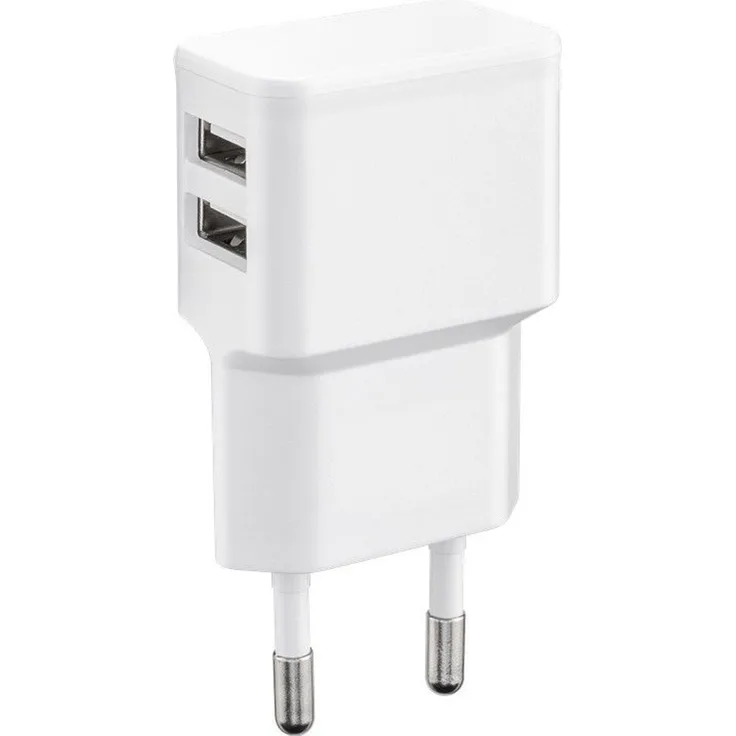 Wicked Chili Dual USB Ladegerät 12W - 2400mA Pro Series Universal Netzteil geeignet für Handy, Watch, Powerbank und Bluetooth Speaker, 2-fach USB Netzadapter (Netzstecker 90 Grad, 2-fach USB)