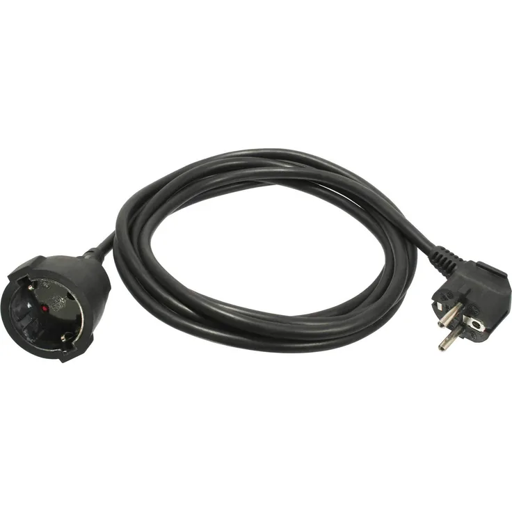 as Schwabe Kunststoff-Verlängerung 2 m PVC-Leitung mit Schutzkontaktstecker & Schutzkontaktkupplung '' 230 V - 16 A Schuko-Verlängerungskabel mit Kunststoffummantelung IP20 Schwarz I 50202