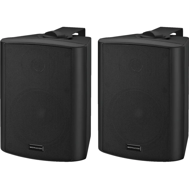 MONACOR MKA-50SET-SW Aktives 2-Wege-Stereo-Lautsprecherboxen-System, 2 x 20 W schwarz Wandlautsprecher - 80 Watt - schwarz