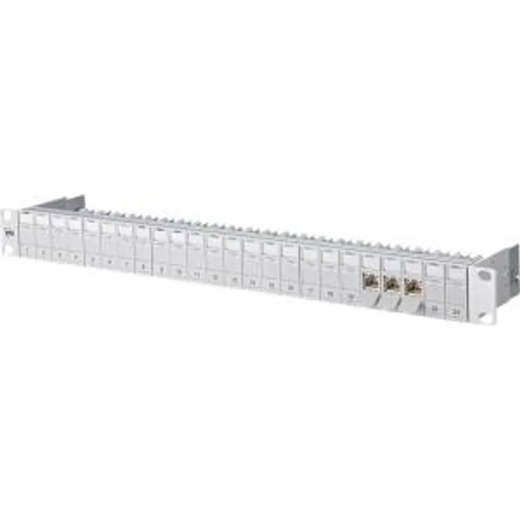 BTR 130B11P0-E 19''-Panel 1HE bestückt mit 24 C6A Modulen Kat. 6A, Grau