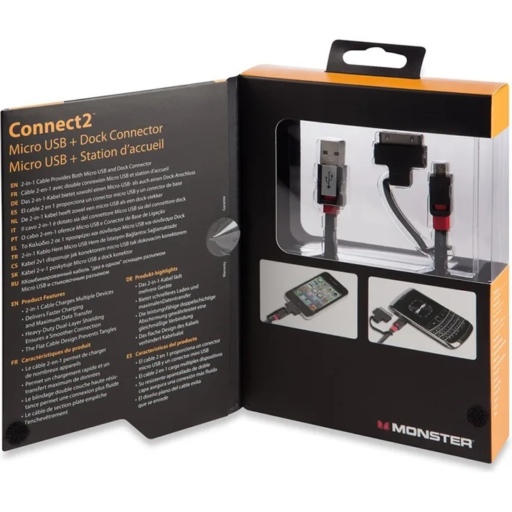 Monster MM Connect2 Micro-Dock Kable (30-polig) mit USB auf Micro-USB