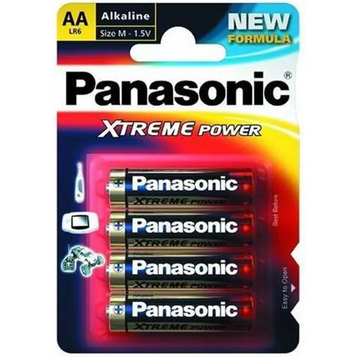 Panasonic LR6 Batterien Alkaline Xtreme Power, Größe AA, Packung mit 4 Stück