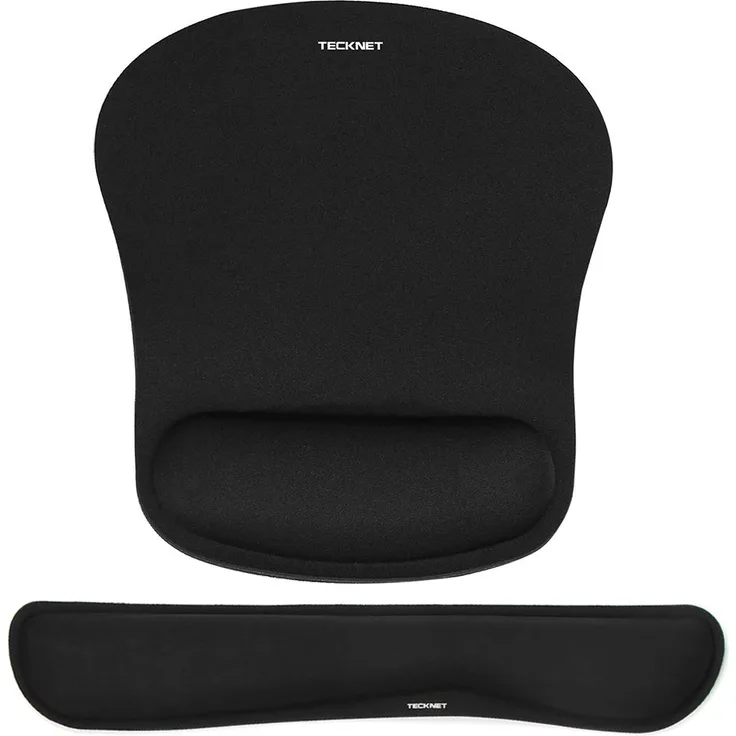 TeckNet Tastatur-Handballenauflage und Mauspad mit Handgelenkstütze, Memory-Schaumstoff-Set für Computer/Laptop/Mac, leicht für einfaches Tippen und Schmerzlinderung, ergonomisches Mauspad schwarz