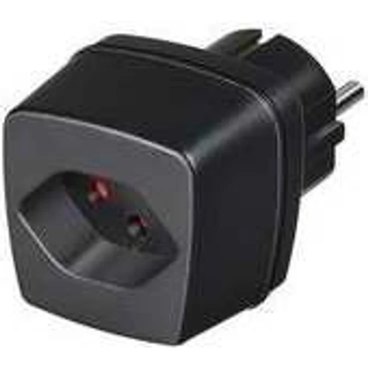 Brennenstuhl Reisestecker - Reiseadapter (Reise-Steckdosenadapter für: Euro Steckdose und Schweiz Stecker) schwarz – Bild 1