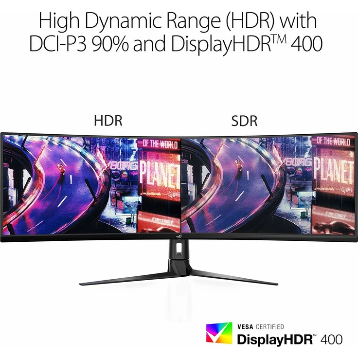 ASUS ROG Strix XG49VQ 124 cm (49 Zoll) Gaming Monitor (Curved, 144Hz, Free-Sync 2 HDR, HDMI, DisplayPort, 4ms Reaktionszeit) – Bild 5