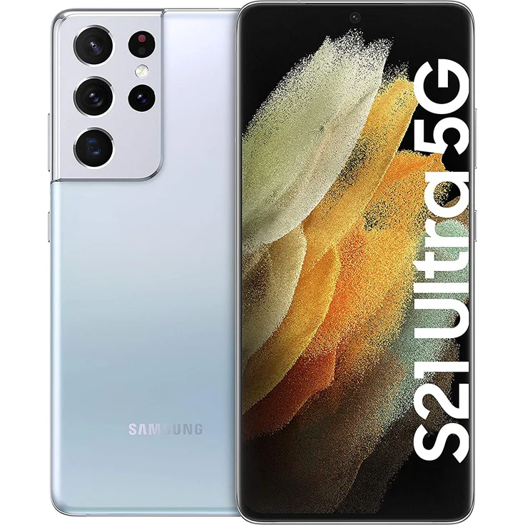 Samsung Galaxy S21 Ultra 5G Smartphone 17,27cm (6,8 Zoll) AMOLED-Display, 256GB interner Speicher, 12GB RAM, Dual-SIM, Phantom Silver – Bild 1