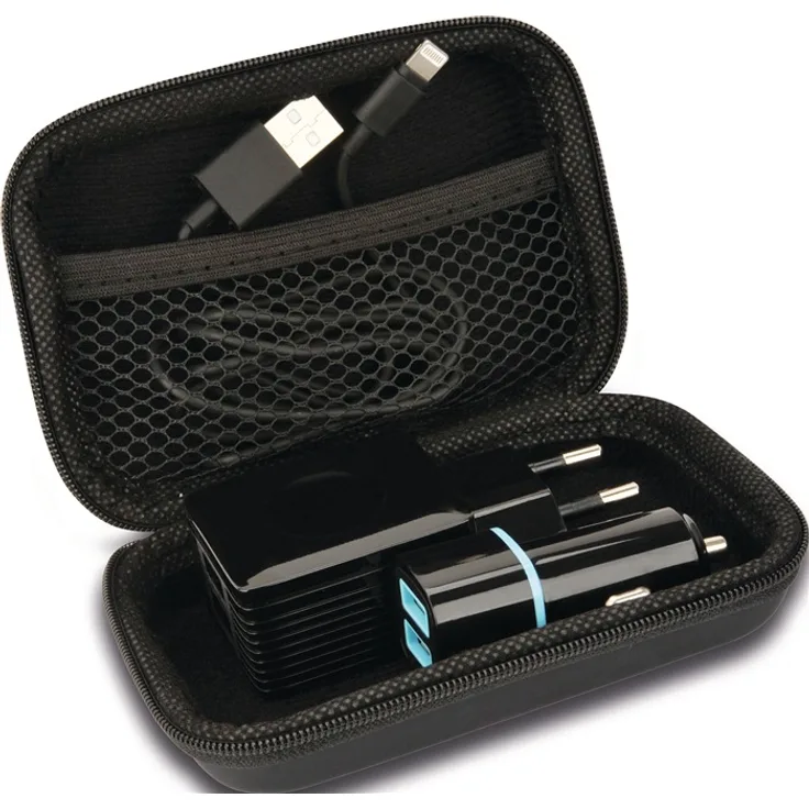CARTREND Reiseset Lightning 4-tlg., schwarz