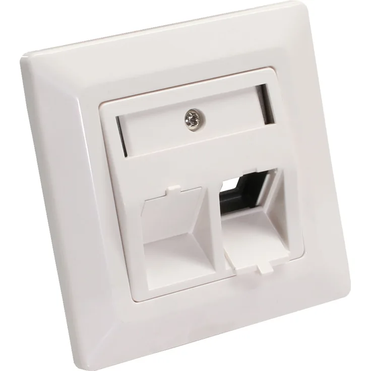 InLine 76201R Rahmenset für 2x RJ45 Bu-LSA Einsatz, Keystone SNAP-In, weiß RAL9010