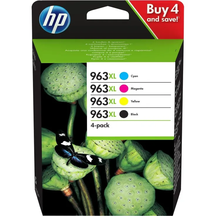 HP 963XL (3YP35AE) Multipack Original Druckerpatronen mit hoher Reichweite (für HP Officejet Pro 9010, 9012, 9015, 9016, 9019, 9020, 9022, 9025) schwarz, rot, gelb, blau