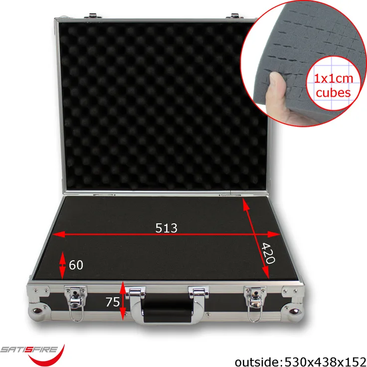 ACC-2 Universal Transportkoffer | Flightcase mit Würfelschaumstoff | SATISFIRE (530x438x152mm)