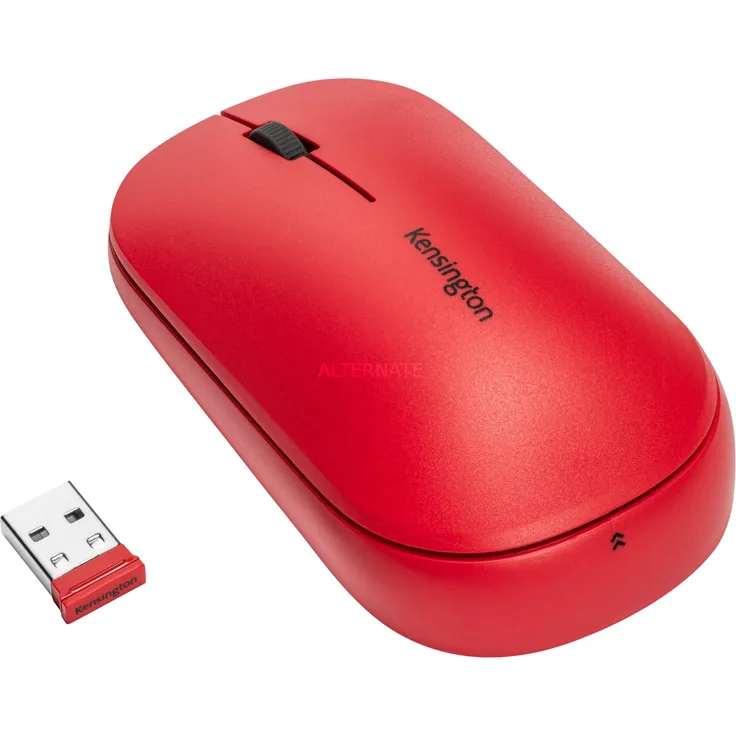 Kensington SureTrack Kabellose Maus mit Bluetooth und Nano-USB-Empfänger, Ideal für Laptops und Desktop-Computer, Kompatibel mit Chrome, Mac, Windows und Android, Rot, K75352WW