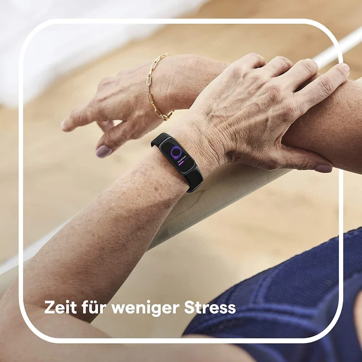 Fitbit Luxe Fitness-Tracker GPS, Damen, Einheitsgröße, Edelstahlgehäuse, Silikonarmband, Schwarz/Graphit – Bild 6