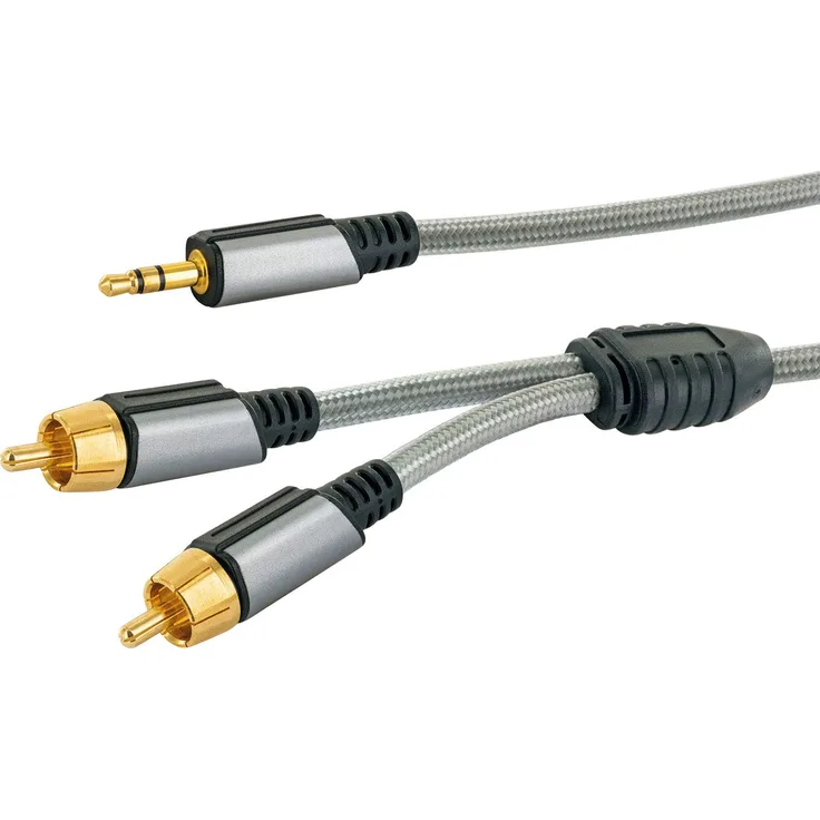 AINSTEIN 3.5 mm Klinke-Cinch Aux Adapterkabel 2,5m, Klinkenstecker - 2x Cinch Stecker