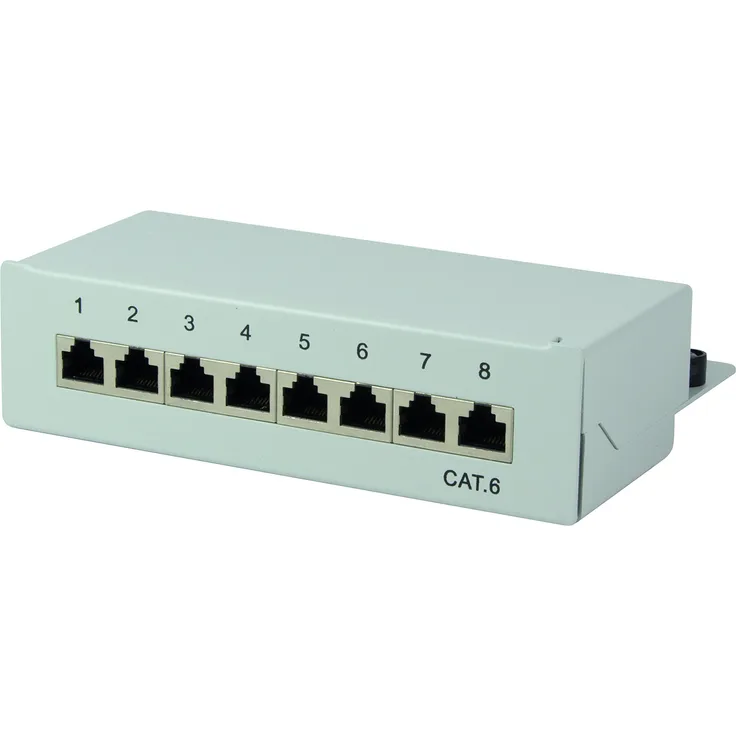 LogiLink Professional Cat.6 (250 MHz) Patchpanel - Verteilerfeld, Tisch-Wand-Desktop, STP (geschirmt) 8-Port (RJ45)