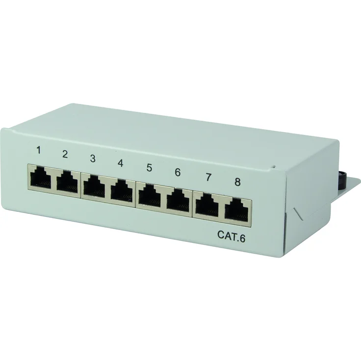 LogiLink Professional Cat.6 (250 MHz) Patchpanel - Verteilerfeld, Tisch-Wand-Desktop, STP (geschirmt) 8-Port (RJ45)