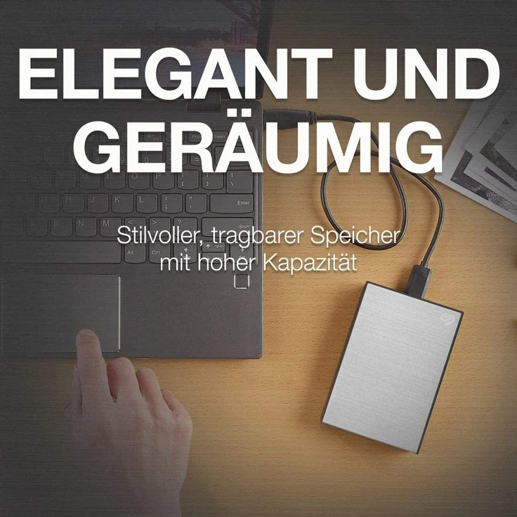 Seagate One Touch HDD STKC5000401 - Festplatte - 5 TB - extern (tragbar) - USB 3.2 Gen 1 - Silber  – Bild 2