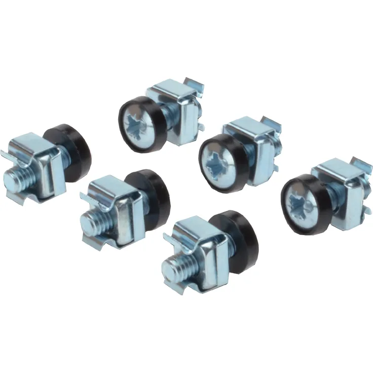 DIGITUS M6 Schrauben & Käfigmuttern - 50 Stück Set - Für 19'' & 10'' Schränke - Schrauben, Unterlegscheiben & Schrank-Muttern - Silber