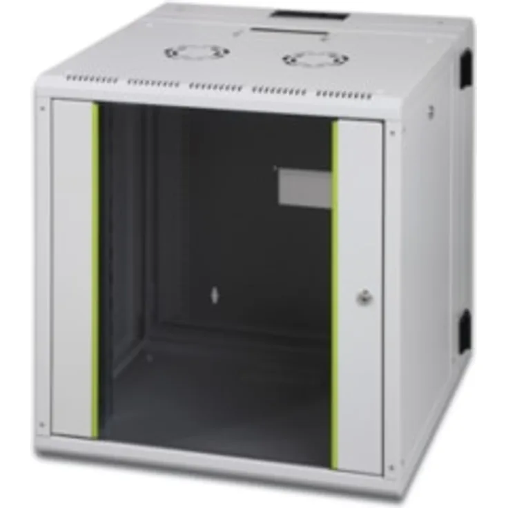 DIGITUS Netzwerk-Schrank 19 zoll 20 HE - Schwenkbar - Wandmontage - Traglast 100 kg - Unique Serie - Glastür - Grau