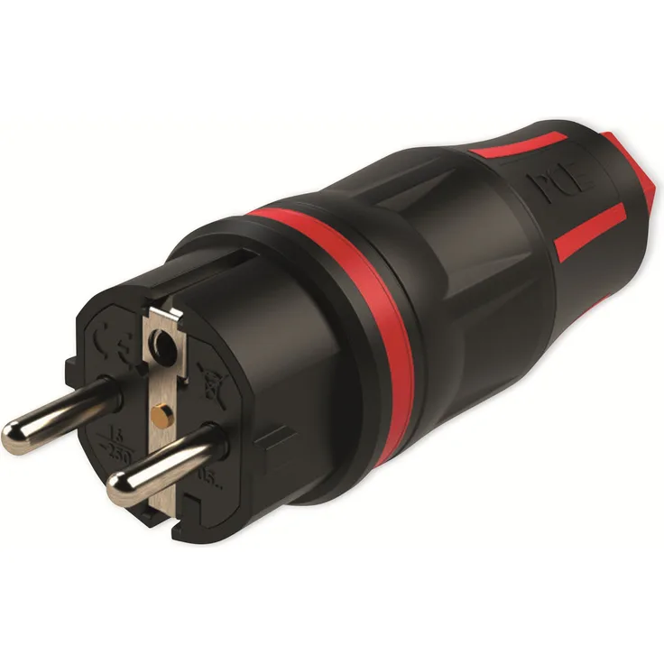Schutzkontaktstecker P TopTaurus2, schwarz-rot