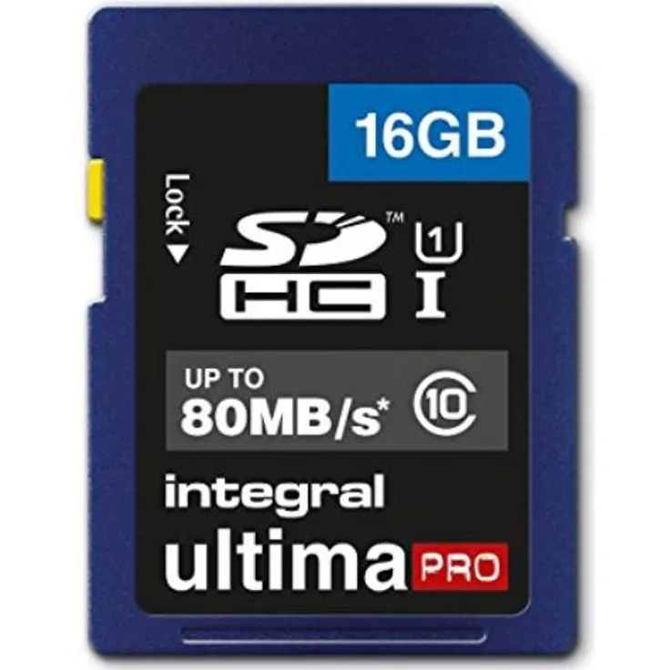 Integral SDHC 16GB Class 10 ULTIMAPRO UHS-1 class 1 Speicherkarte bis zu 80 MB-s Transfergeschwindigkeit