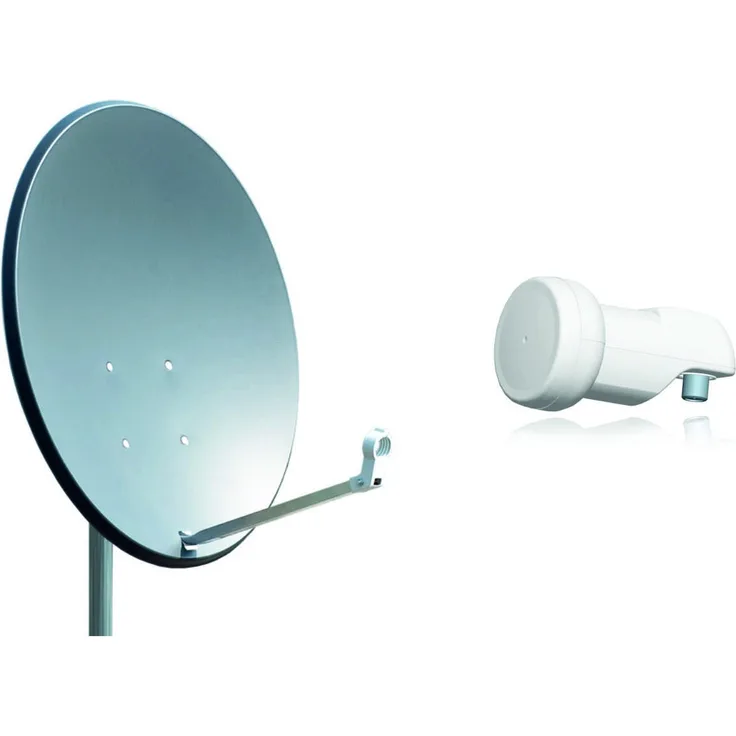 Opticum X80 Satelliten-Antenne 80 cm, Stahl - anthrazit, incl. 2 Mastbefestigungsschellen - mit Single LNB LSP-02G, HDTV ready, UHD ready, 4K Ready