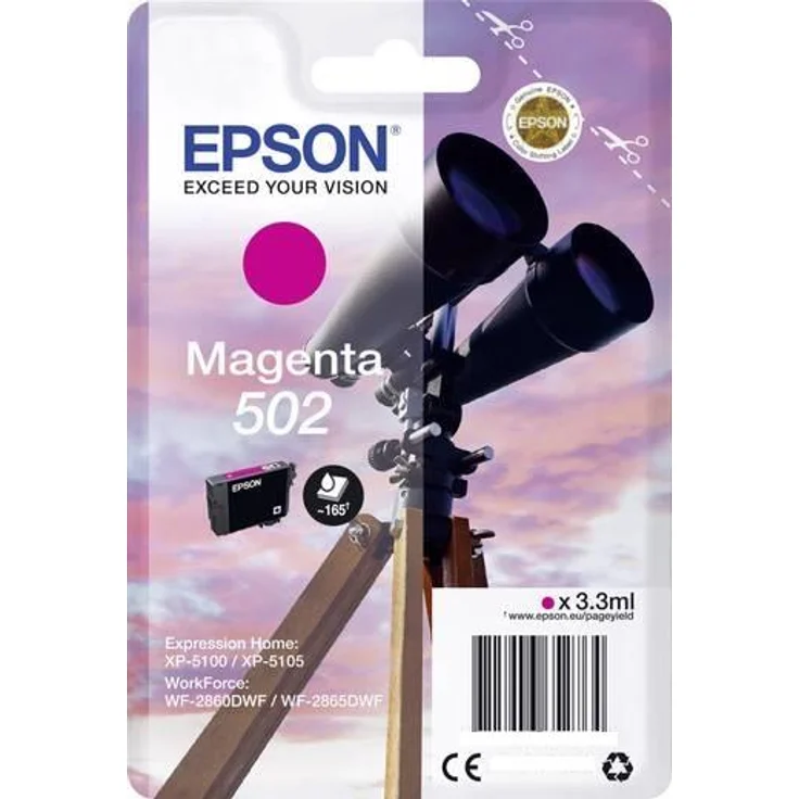 Epson Original 502 Tinte Fernglas, XP-5100 XP-5105 WF-2860DWF WF-2865DWF (magenta) – Bild 1
