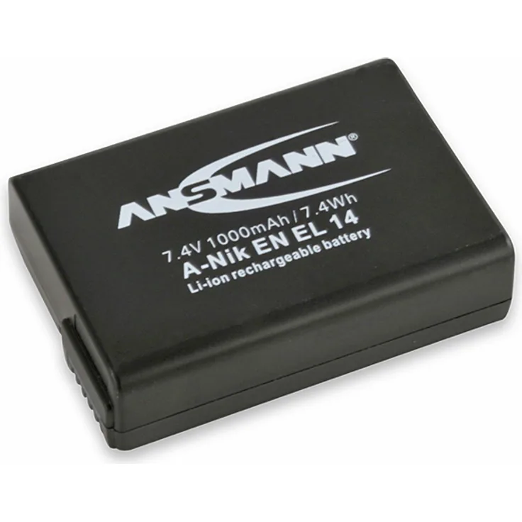 ANSMANN Kamera Akku EN EL 14 Li-Ion 7,4V 1000mAh - ideal für Nikon Coolpix P7000, P7100, P7700, P7800, Df, D3100, D3200, D3300, D3400, D5100, D5200, D5300, D5500, D5600 uvm.