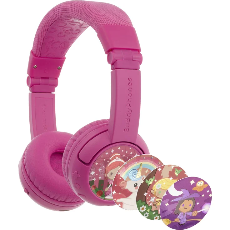 BuddyPhones Bluetooth, kabelgebunden Kinder On-Ear-Kopfhörer Lautstärkebegrenzung, Faltbar, Headset Pink – Bild 1