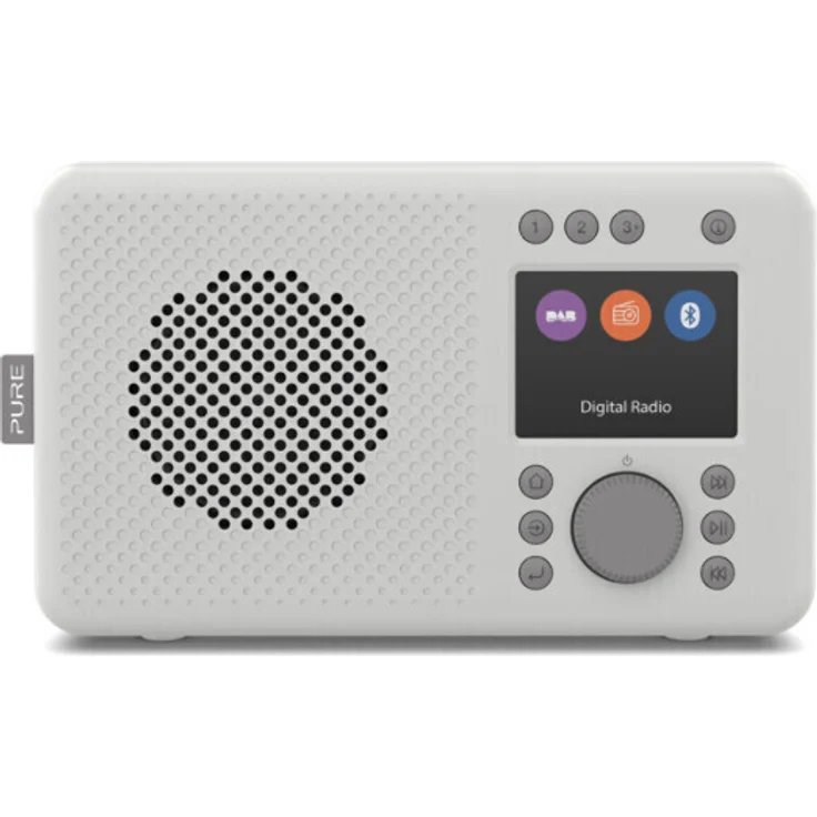 Pure ELAN DAB+ tragbares DAB+ Radio mit Bluetooth 5.0 (DAB/DAB+ und UKW Radio, TFT Farbdisplay, 20 Senderspeicher, Preset-Tasten, 3.5mm Klinkenstecker, Batteriebetrieb möglich, USB), Stone Grey, grau – Bild 1