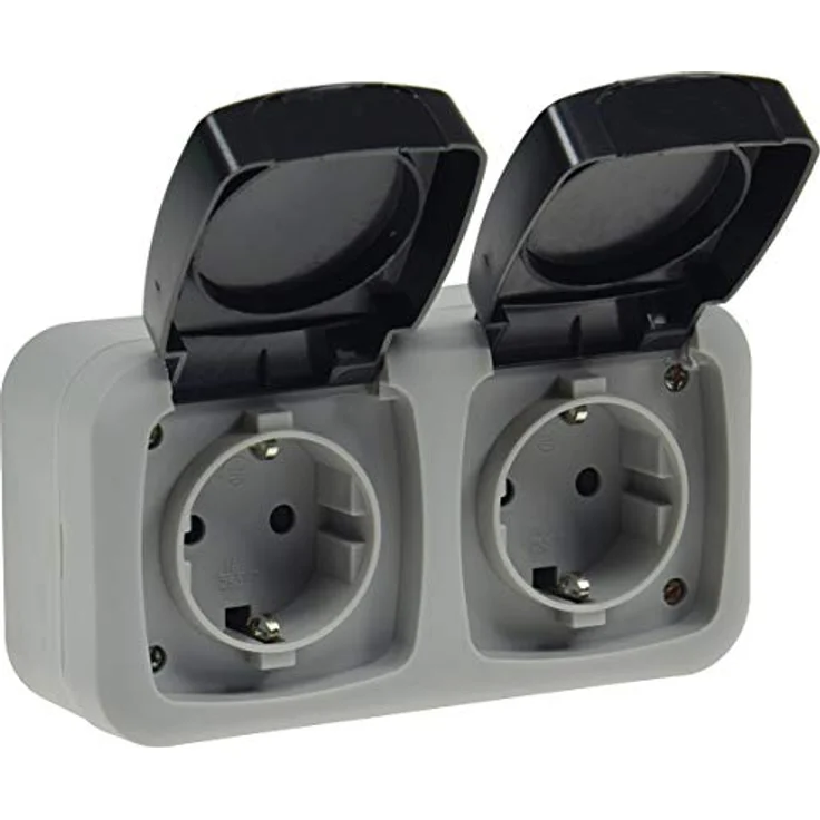 Feuchtraum Doppel Steckdose IP44 Aufputz