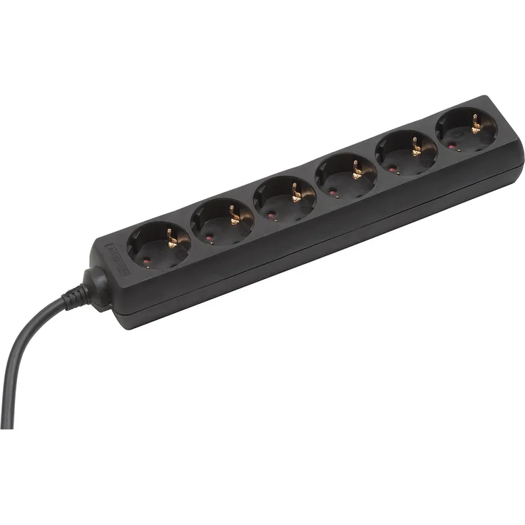 Meister Steckdosenleiste 6-fach - 1,4 m Kabel - schwarz - Kunststoffleitung - IP20 Innenbereich - Steckerleiste - Mehrfachsteckdose - Tischsteckdose - Tido 6-fach - 7430420