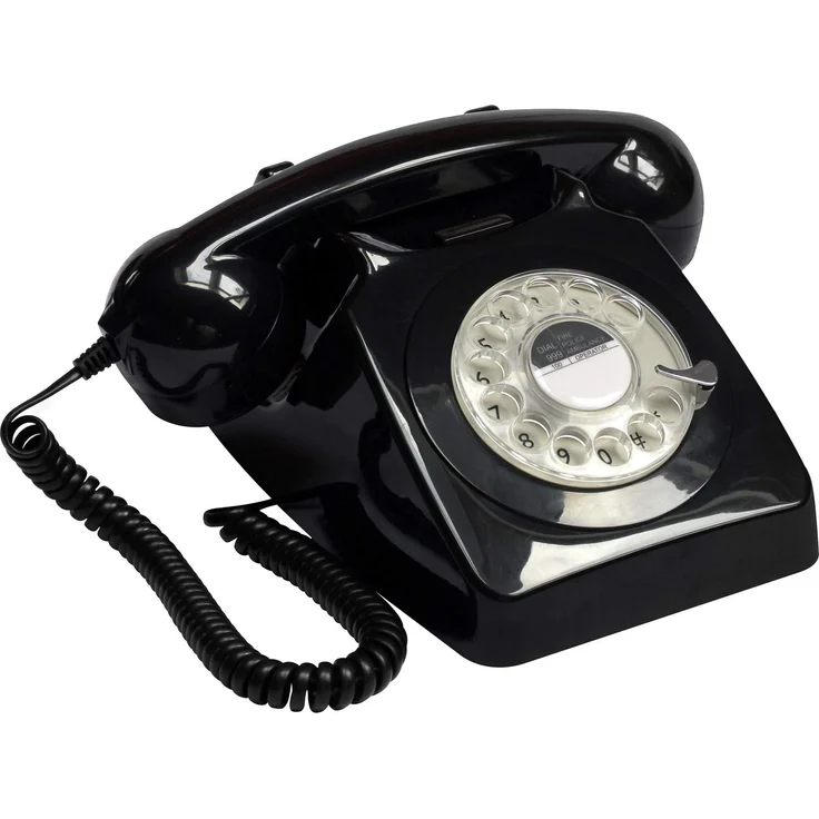 GPO 746ROTARYBLA Retro Telefon mit Wählscheibe im 70er Jahre Design - Schwarz – Bild 1