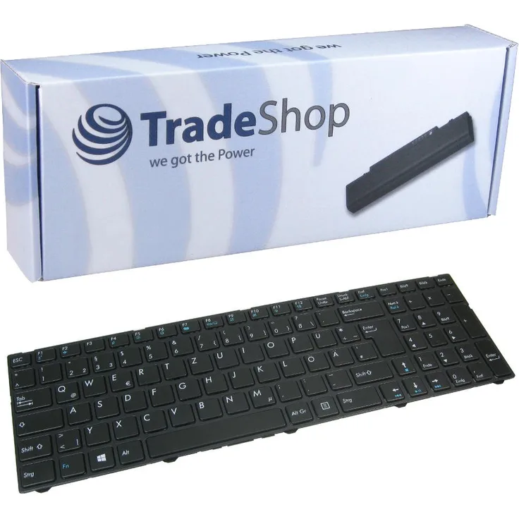 Trade-Shop Laptop-Tastatur / Notebook Keyboard Ersatz Austausch Deutsch QWERTZ für Medion Akoya P6643 P6647 P7627 P7627T P7628 P7631 P7631T P7632 P7641 MD98457 MD98458 MD98459 (Deutsches Tastaturlayout)