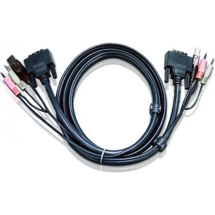 ATEN 2L-7D03UD KVM Kabel DVI-D (Dual Link), USB, Audio, Schwarz, 3, 0 m