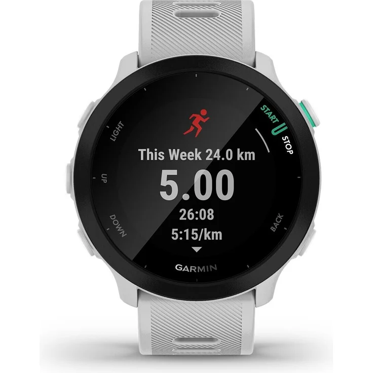Garmin Forerunner 55 Smartwatch GPS, Unisex, 42mm, Silikonarmband, Schwarz/Steinweiß – Bild 3