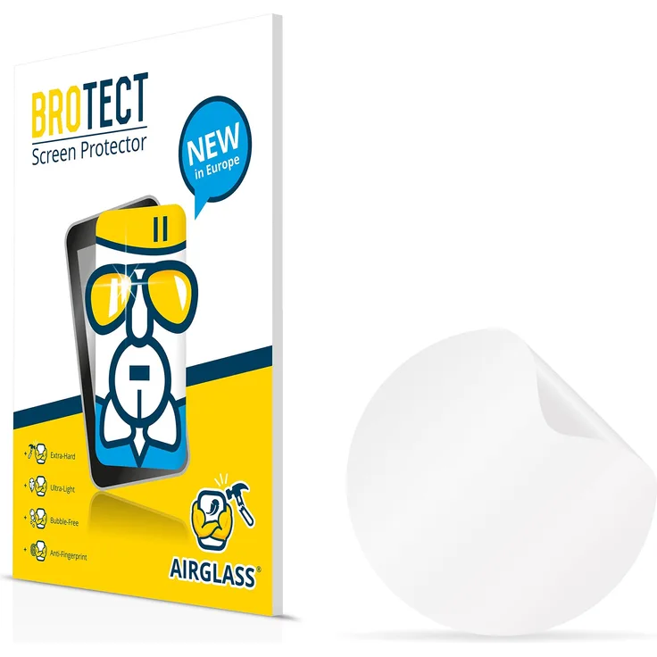 BROTECT AirGlass Flexible Glasfolie für Armbanduhren (kreisrund, Durchmesser: 52mm) Panzerglasfolie Schutzfolie Glas Folie – Klar, Extrahart