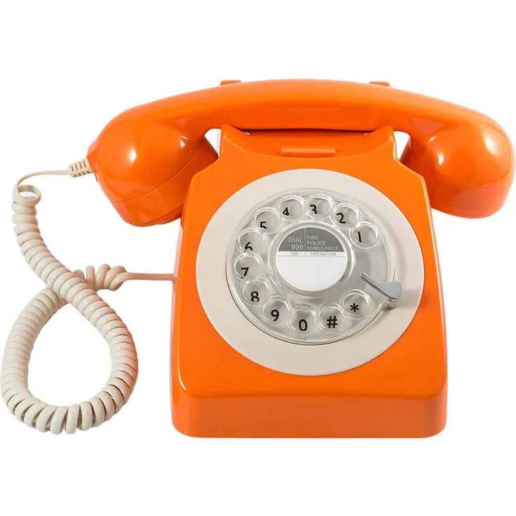 GPO 746ROTARYORA Retro Telefon mit Wählscheibe im 70er Jahre Design - Orange