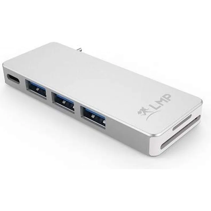 LMP USB-C Basic Hub 6 Port, 3X USB 3.0 (1x 1.5A Output), SD-MicroSD, USB-C (PD), Alu, Silver