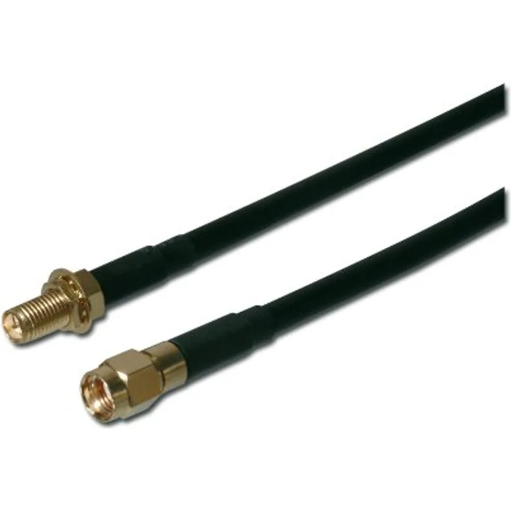 ASSMANN Koaxial Wireless LAN Antennen Verlängerungskabel, RP SMA Stecker auf RP SMA Buchse, Länge 5m, Low Loss, Schwarz