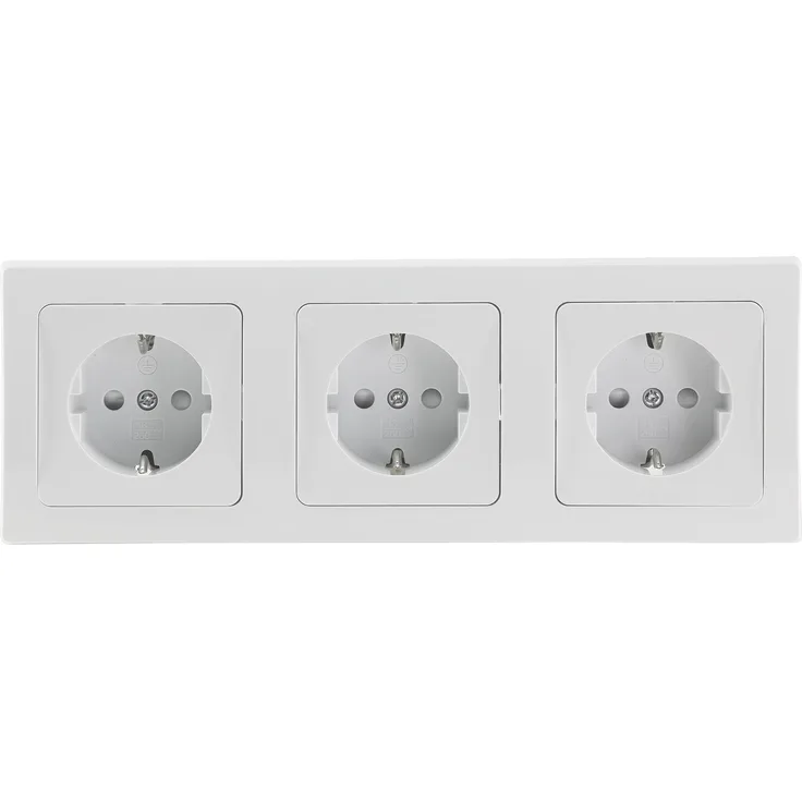 DELPHI Set 3 Steckdo.+ 3-fach Rahmen 250V~/ 16A, Klemmanschluss, weiß