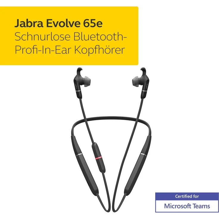 Jabra Evolve 65e MS binaural inkl. Link 370 In-Ear Kopfhörer, mit Bluetooth, Mikrofon, Noise Cancelling, schwarz – Bild 2