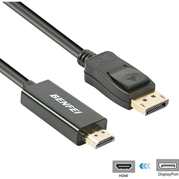 DisplayPort Auf HDMI Kabel, BENFEI 1.8m Display Port (DP) auf HDMI Kabel High Speed inkl. Audio-Übertragung | 1080p | Displayport (Stecker M) zu HDMI (Stecker A) | zertifiziert | Apple und PC – Bild 1